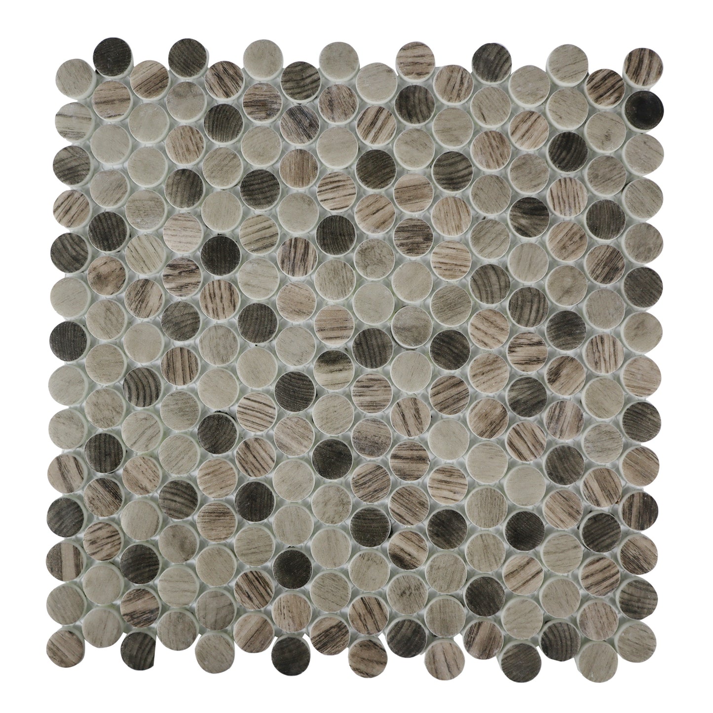 Brown Penny Round Glass Wall Backsplash Tile