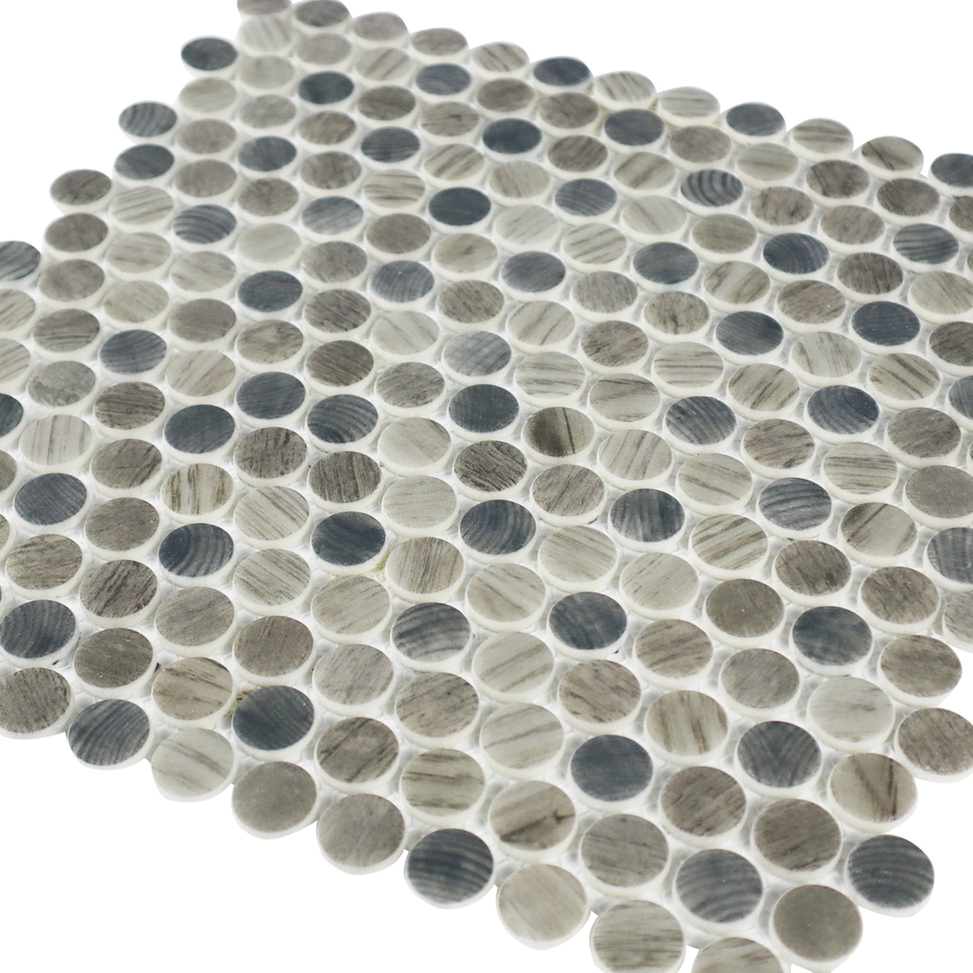 Dark Brown Penny Round Glass Wall Backsplash Tile