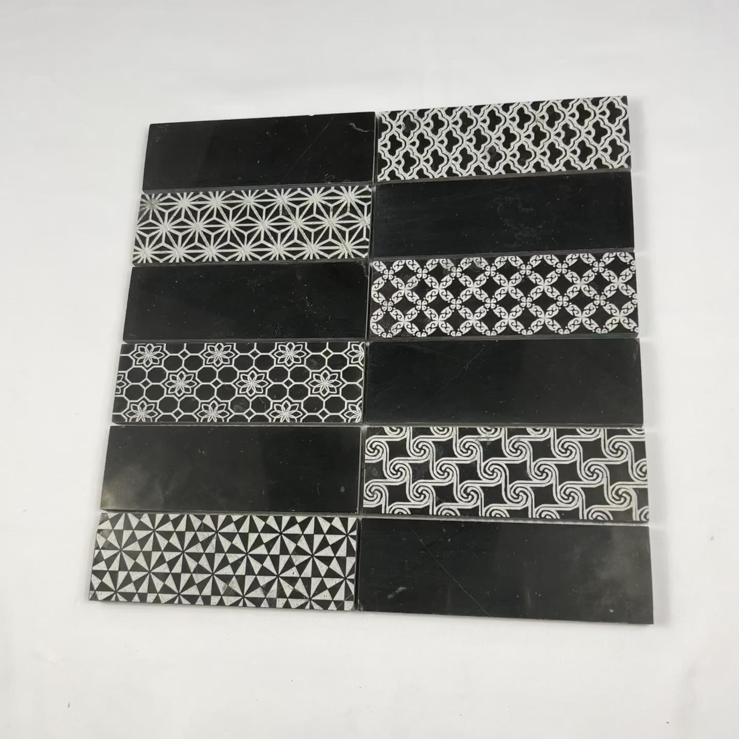 black flora tile