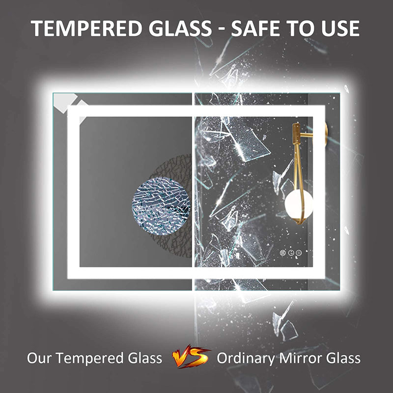 strong tempered glass led mirror