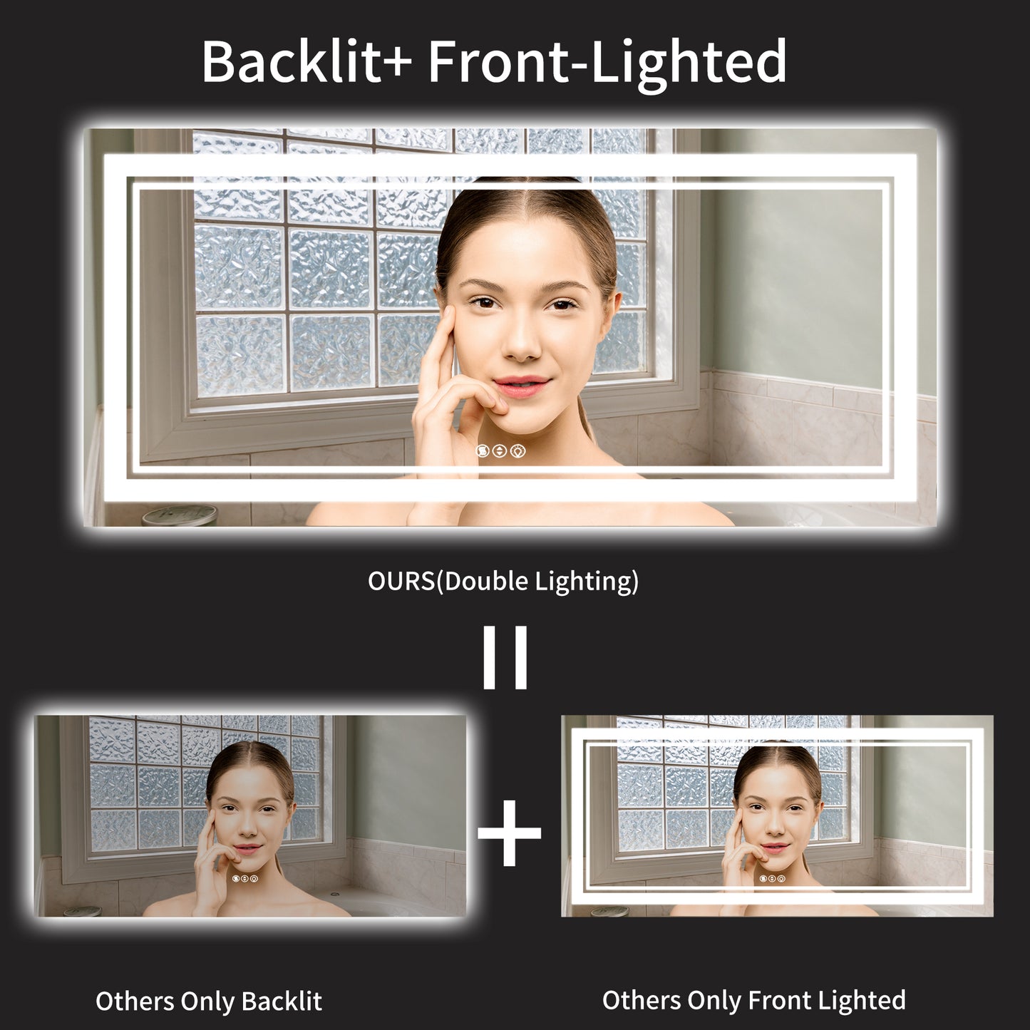 60''x 28''LED Waterproof Wall Dimmable Bathroom Make Up Mirror Hair Salon Mirror