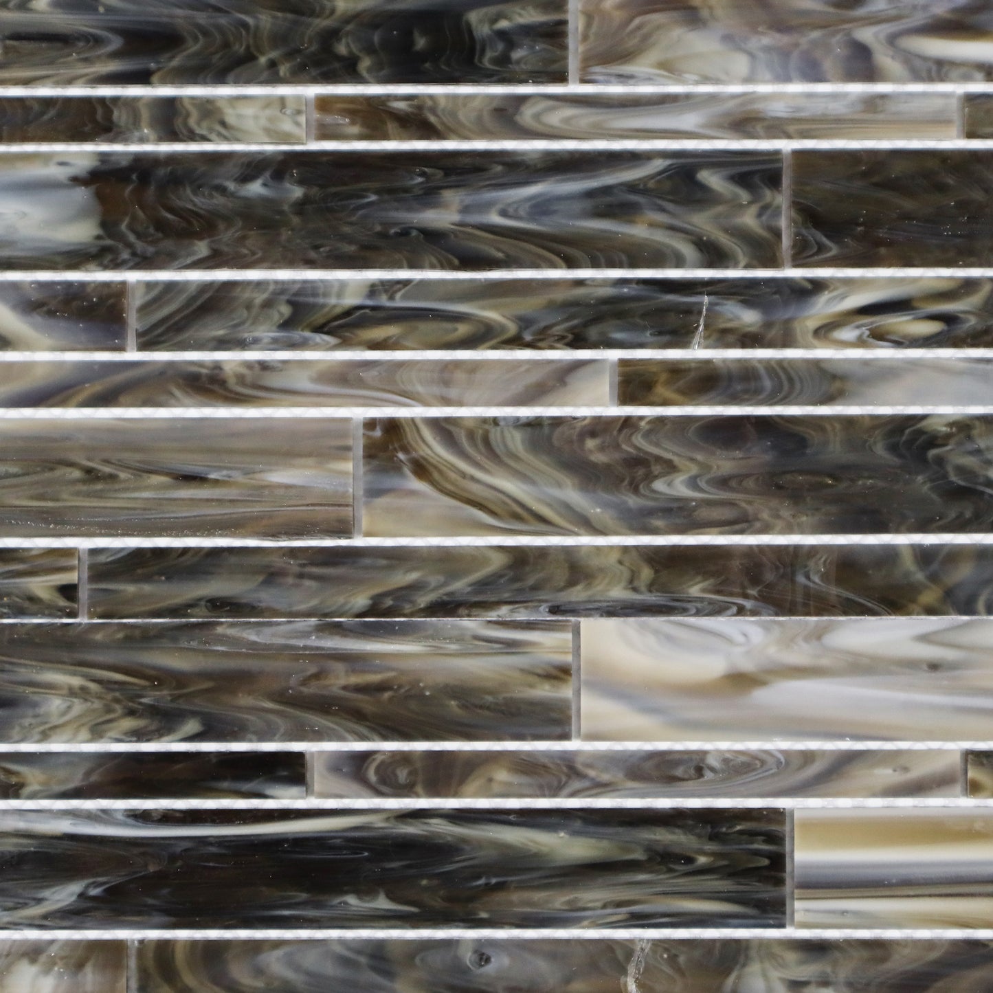 12'' x 12'' Dark Grey Stained Glass Linear Wall Backsplash Tile