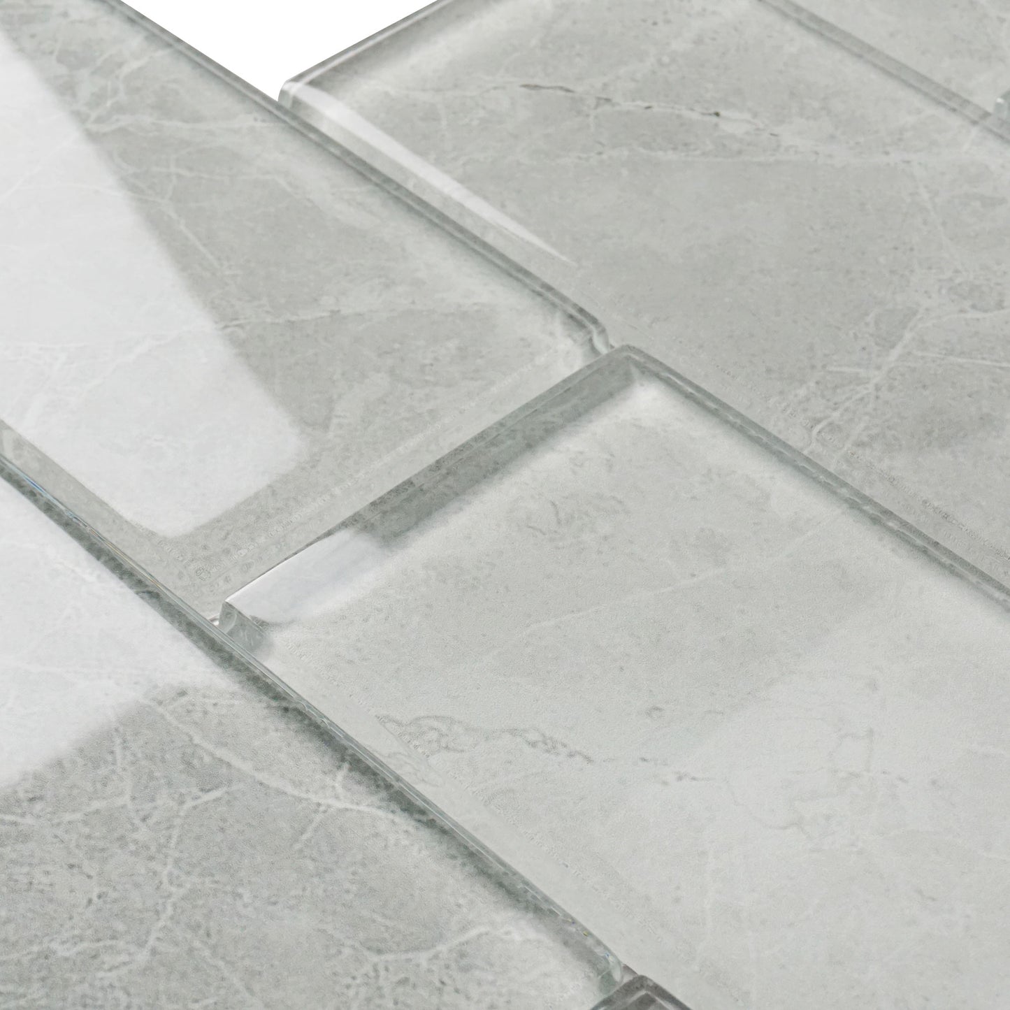 Grey Subway Glass Wall Backsplash Tiles