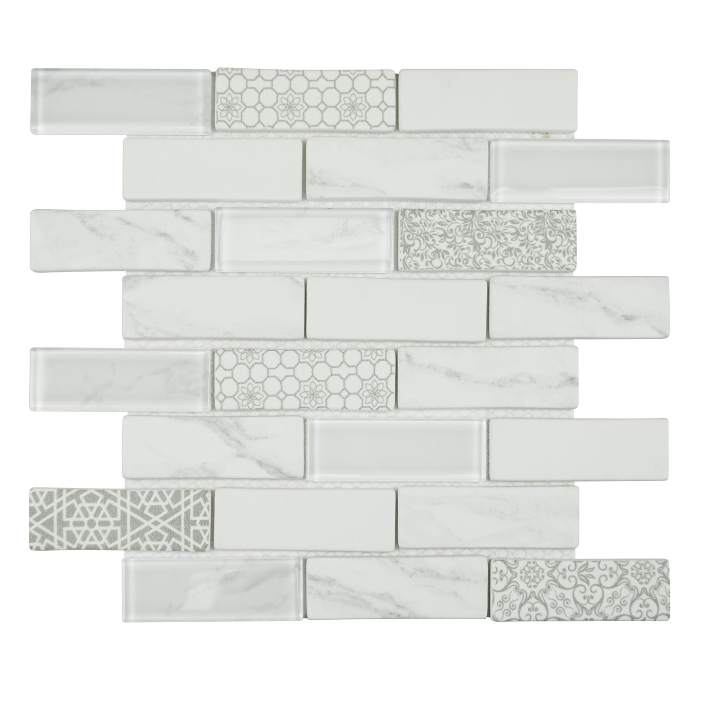 White Brick Subway Glass Backsplash Tiles