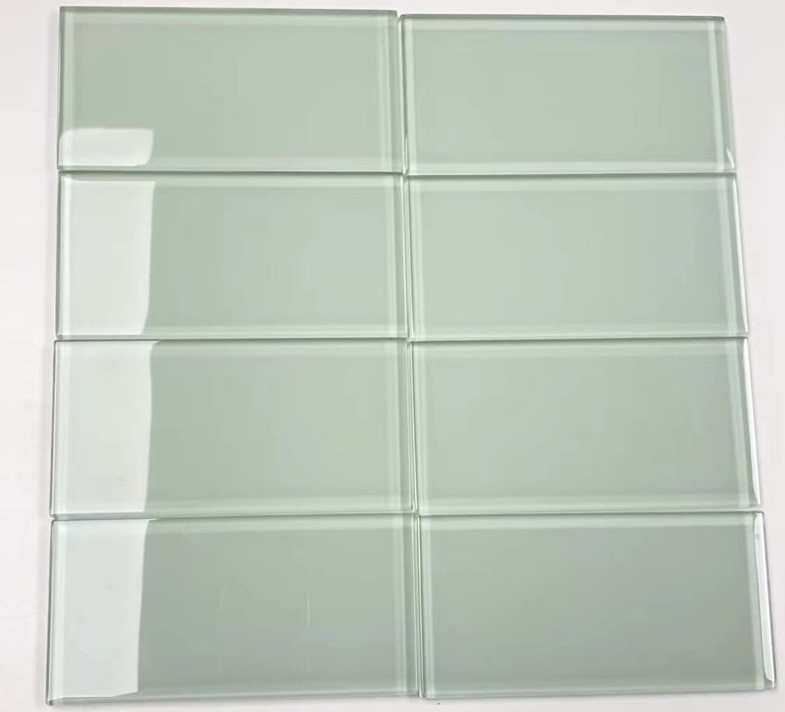 12'' x 12'' Light Green Glass Subway Tile