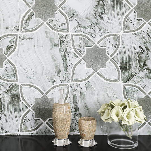 Designer Recommend Gray Waterjet Inkjet Glazed Glass Wall Backsplash Tile