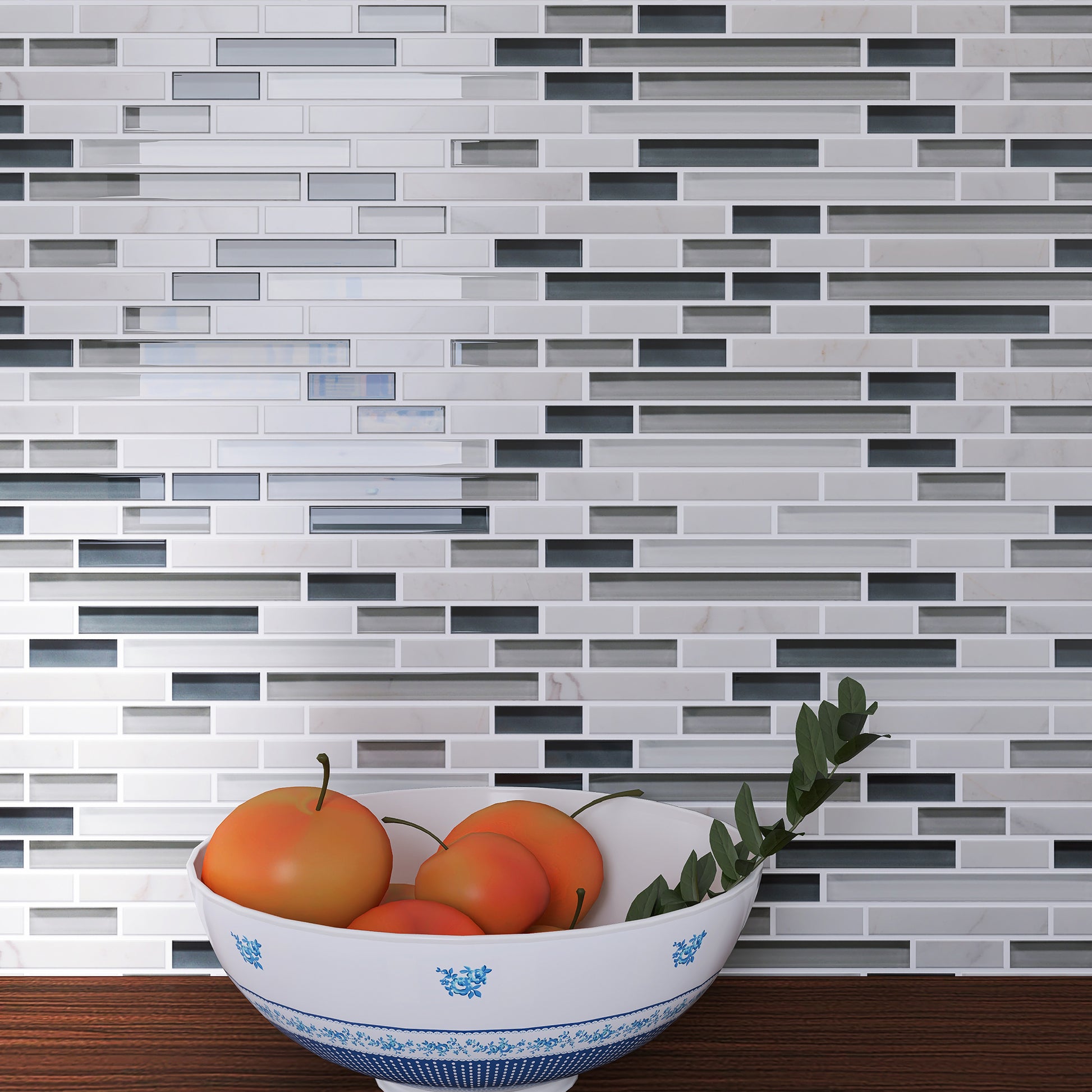 Chery Tile Inc Stone and Glass Linear Mosaic Tiles Mixed Strips
