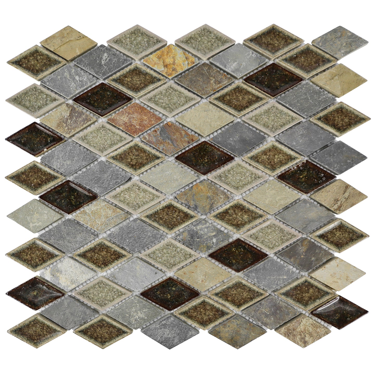 12'' x 12.87 brown dimond shape wall tile