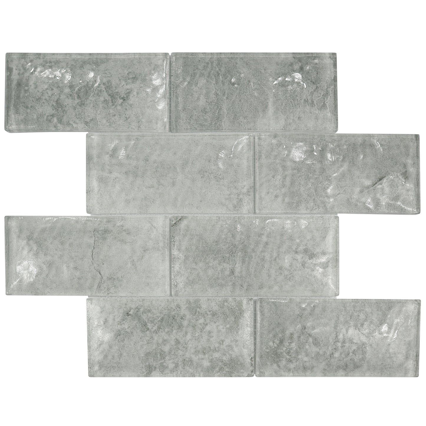 2x6" Gray Glass Inkjet Subway Tile Kitchen Wall Backsplash