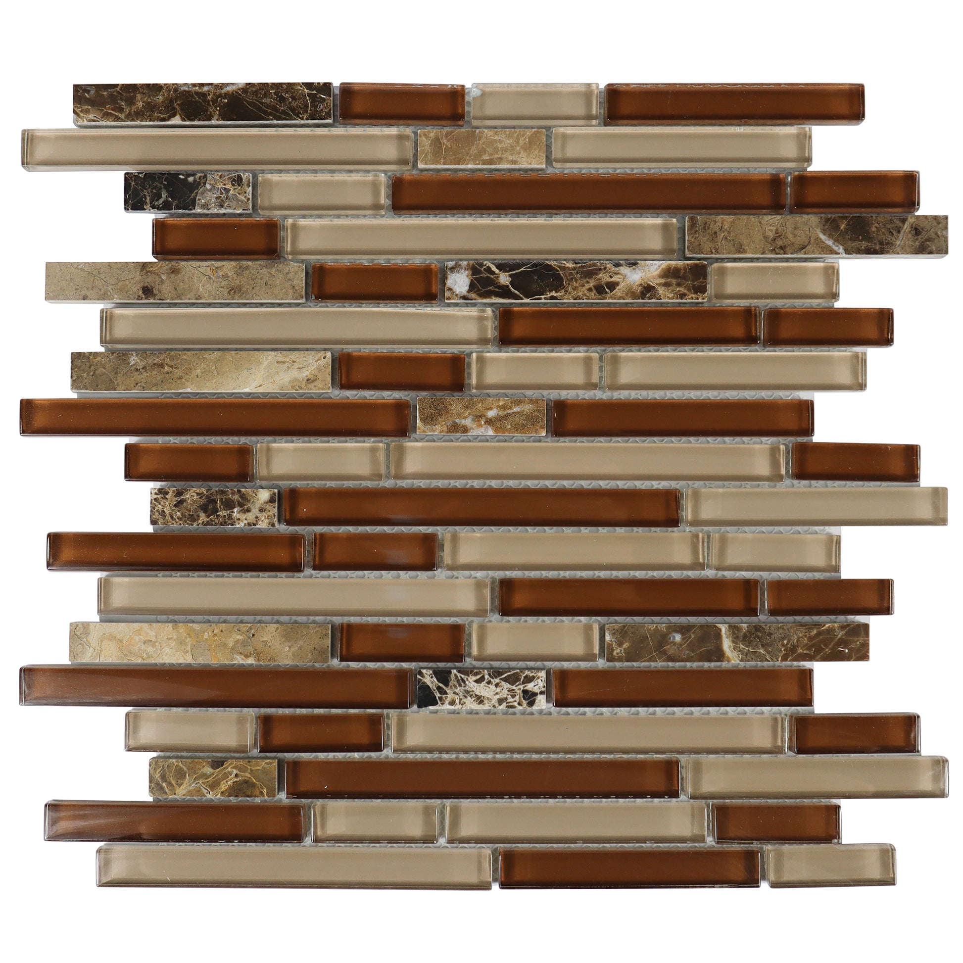 Brown Glass Marble Linear Wall Backsplash Tile