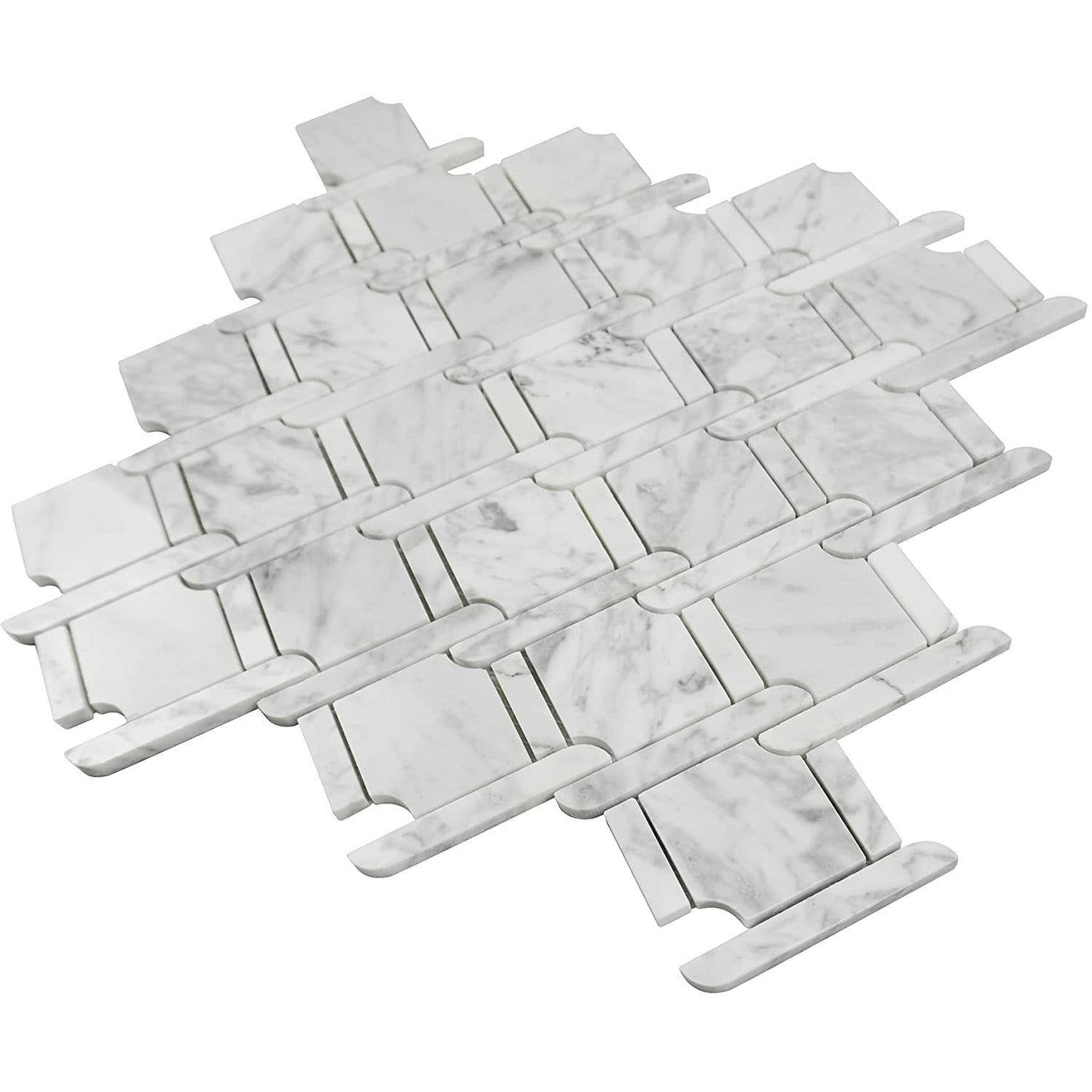 Chery Tile Inc Home & Garden Carrara White Diamond Marble Mosaic Tile Cross Wave