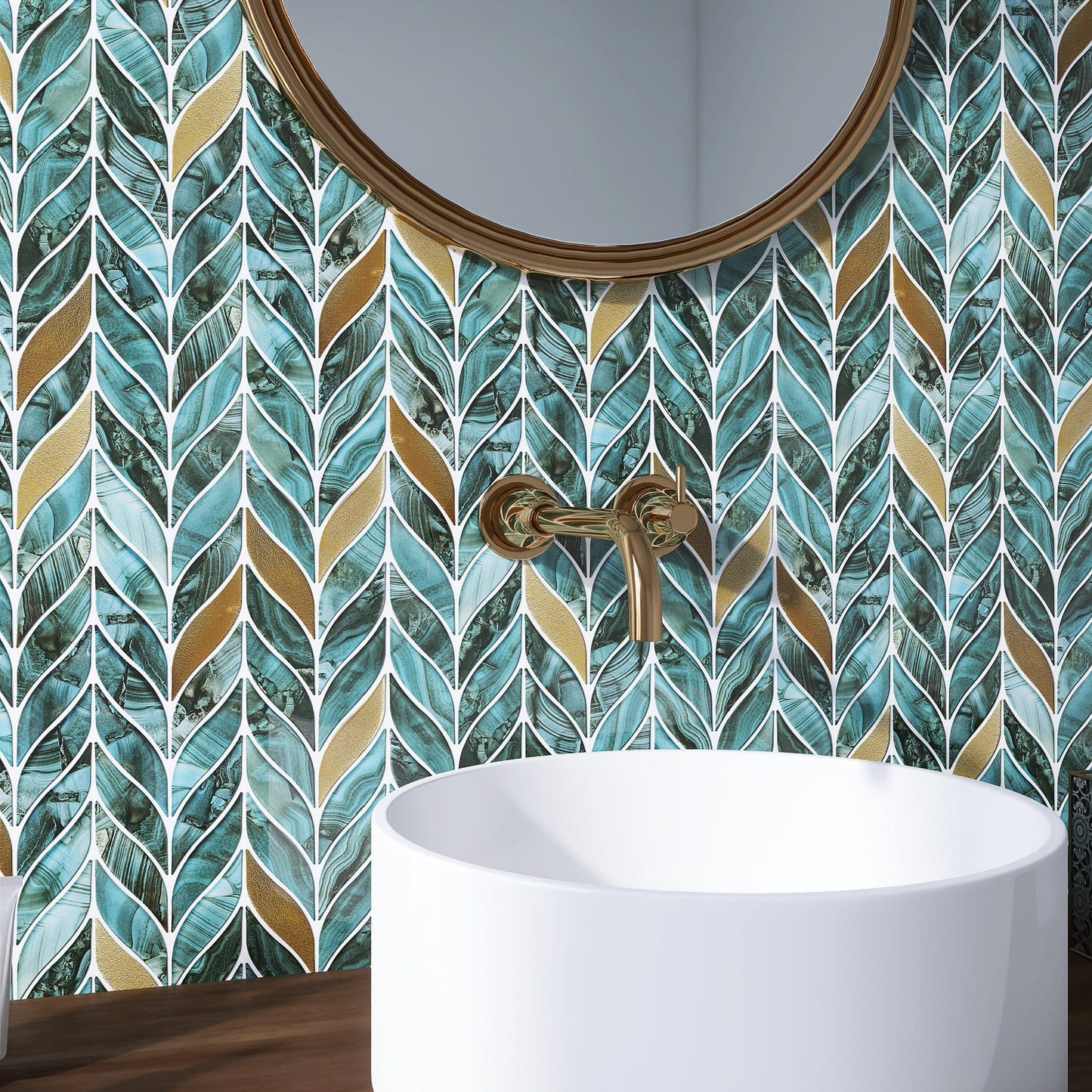 Chery Tile Inc Home & Garden Leaf Shape Waterjet Inkjet Mosaic Tile
