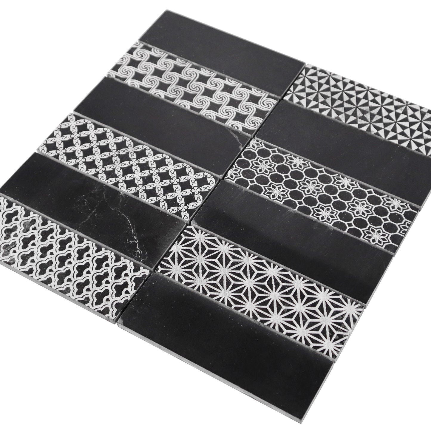 flower pattern black floor tile