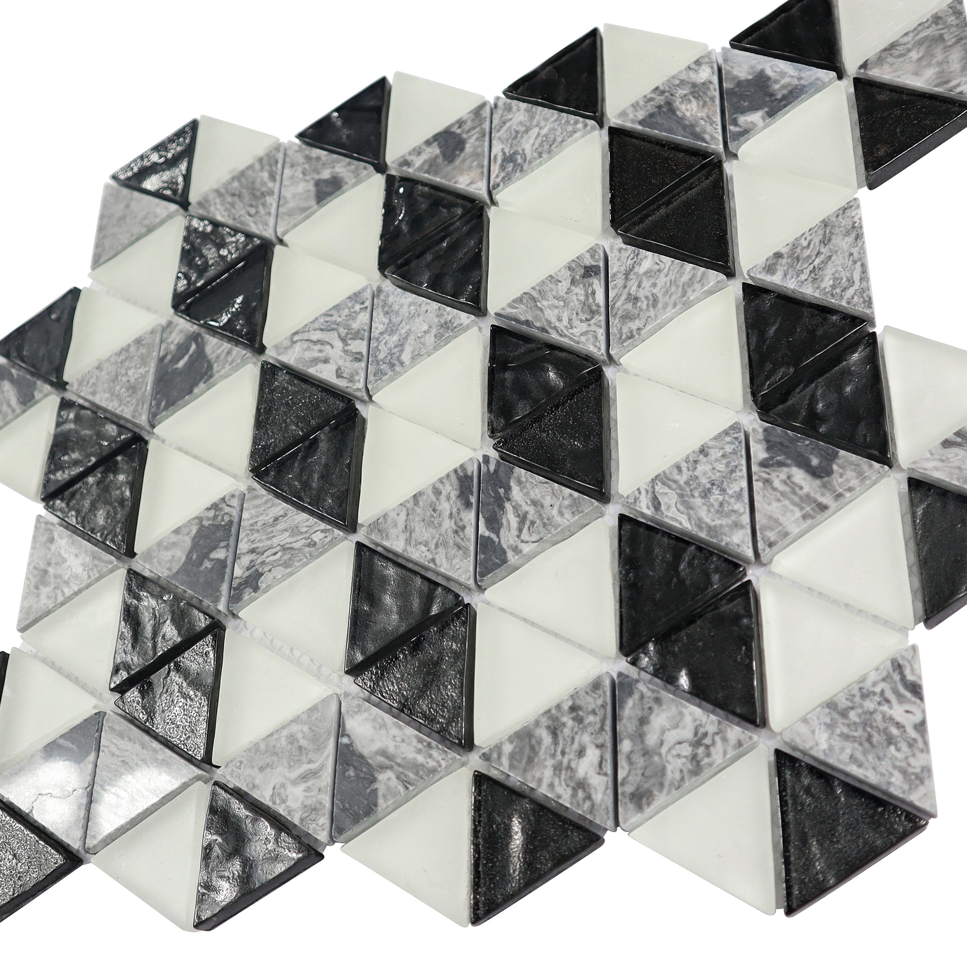 Black Triangle Glass Stone Wall Backsplash Tile