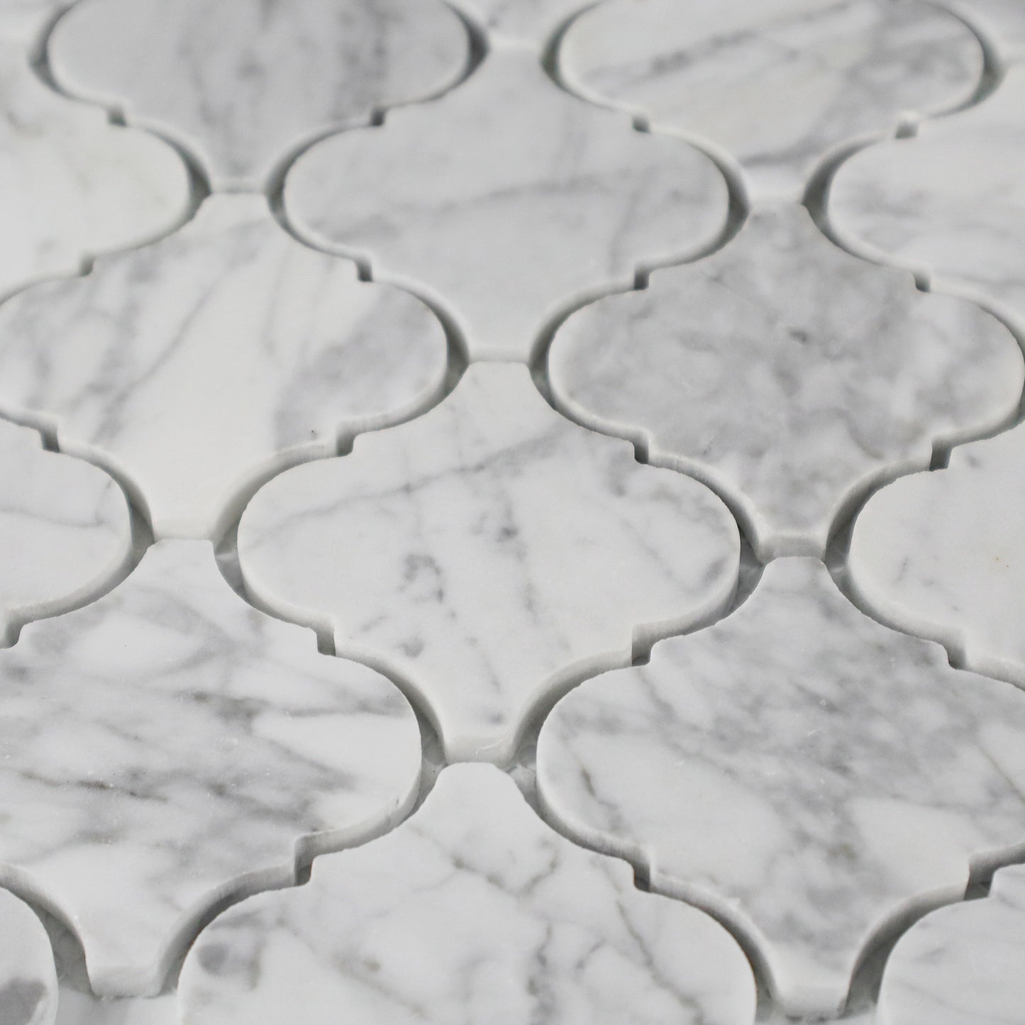 Bianco Carrara 3" x 3" Marble Arabesque Tile